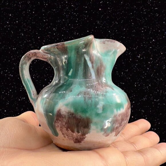 Italian Art Pottery Miniature Pitcher Carafe Ceramic Pottery Hand Painted Italy - Picture 12 of 12